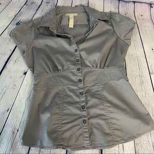 banana republic silver button down shirt